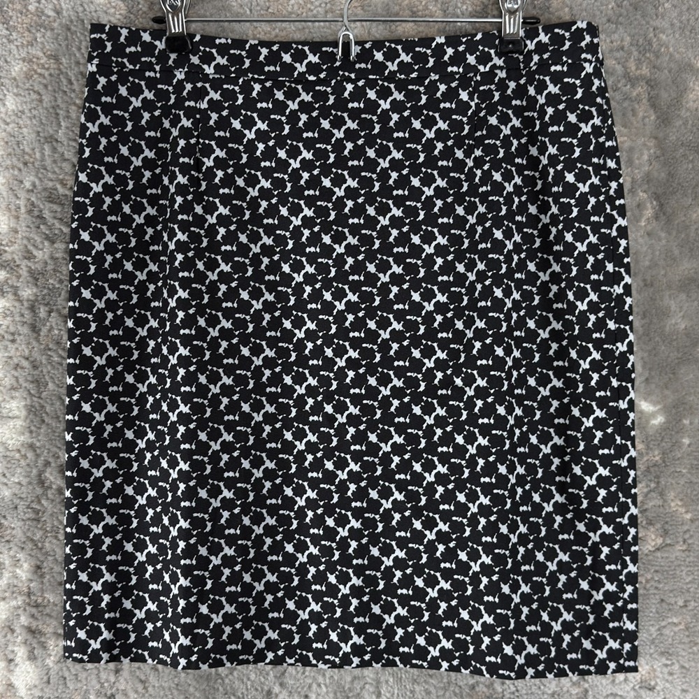 Halogen Size 12 Geometric Knee Length Pencil Skirt‎ Black Zip Casual